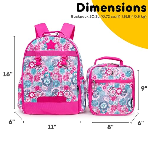 J World Duet Kids Backpack & Lunch Box Set For Boys & Girls Pre-K to Elementary School, Blue Raspberry - color: Blue Raspberry