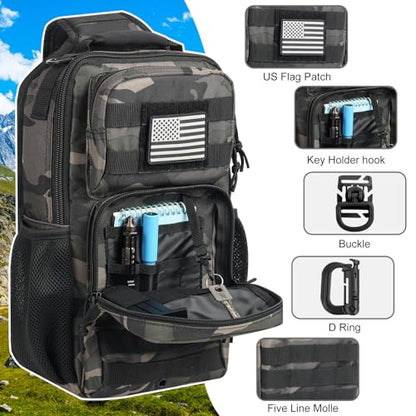 Rover Sling Pack Tactical Shoulder Sling Bag Backpack with Bottle Holder Crossbody Chest Bag, Black Camo - color: Black Camo