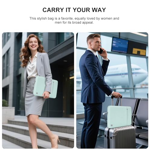 DOMISO Laptop Case Laptop Sleeve Cover Compatible with 14 inch MacBook Pro M4/M3/M2/M1 Pro/Max 2024-2021, Compatible with 13.3 inch HP Dell ASUS Notebook, Water-Resistant Bag with Pocket, Mint Green - color: Mint Green, size: 13-13.3 inch
