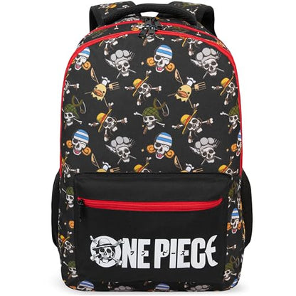 Get Trend One Piece Kids Backpack for Boys, 18 inch Book Bag with Adjustable Padded Straps, Travel School Bag, Anime Gifts (Black/Multi One Piece) - color: Black/Multi One Piece