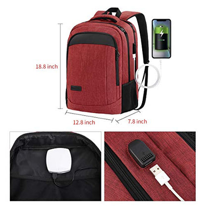Monsdle Travel Laptop Backpack Anti Theft Backpacks with USB Charging Port, Travel Backpacks Business Work Bag 15.6 Inch College Computer Bag for Men Women, Red - color: Red