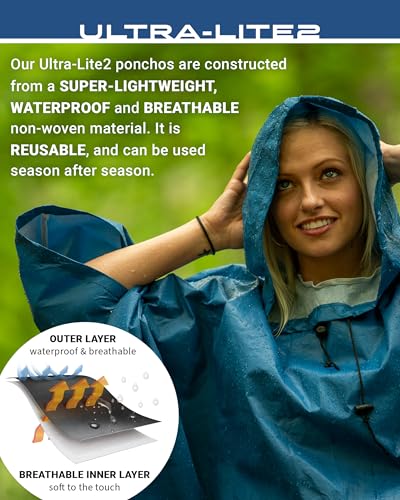 FROGG TOGGS Ultra-lite2 Waterproof, Breathable Rain Poncho, Adult and Youth Sizes - color: Yellow, style: Adult