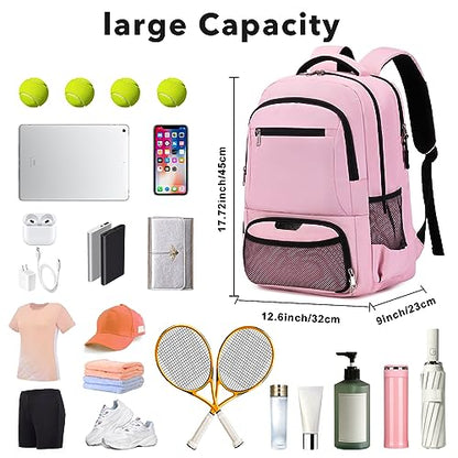 ACESAK Tennis Backpack Tennis Bag for Women Men - Tennis Bag Holds 2 Rackets, Badminton Squash, Pickleball Paddles Balls - color: Pink