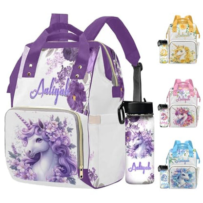 Newcos Custom Name Boy Baby Bags for Girls, Personalized Diaper Bag Backpack for Baby Boy Mom, Nursing Bag Mommy Tote Bags for New Mom Wife Mothers Day Women Men Purple - color: Patten 24