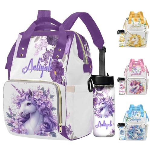 Newcos Custom Name Boy Baby Bags for Girls, Personalized Diaper Bag Backpack for Baby Boy Mom, Nursing Bag Mommy Tote Bags for New Mom Wife Mothers Day Women Men Purple - color: Patten 24