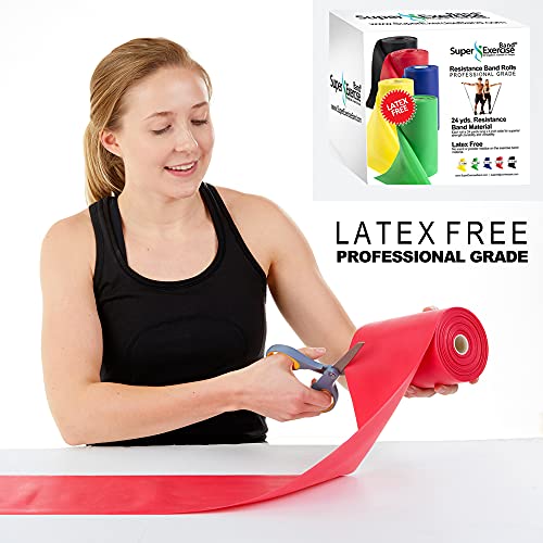 Resistance Band for Working Out | Super Exercise Bands 8,16,24 Yard Bulk Rolls |10 Strengths in Light Medium and Heavy Resistance Bands | Latex Free Workout Bands Including App and e-Book - size: 24 Yards, style: Beginner Level 2