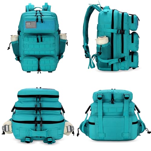 55L Tactical Backpack Heavy Duty Military Rucksack Molle Backpack 3 Day Assault Pack for Work Outdoors - color: Lakeblue