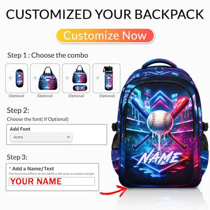 Kids Backpack for Boys Custom Baseball Backpacks for School Travel Hiking, Durable Large Capacity School Supplies for Kindergarten Primary Middle - color: White