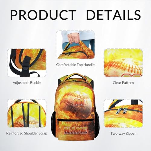Boys Backpack Set, Personalized Baseball Backpacks for Kids, 17 Inch Toddler School Bag with Lunch Box and Pencil Case, Custom Sport Bookbags with Name - color: Color-1