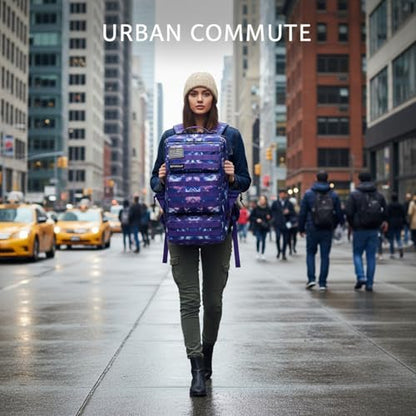 Military Tactical Backpack 55L for Men & Women Bug Out Bag Assault pack Molle Daypack Hiking Trekking Rucksack (Purple tie dye) - color: Purple Tie Dye