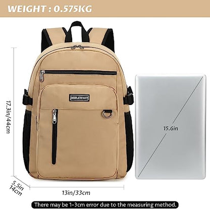 MIRLEWAIY Classical School Backpack Lightweight Bookbag Casual Daypack Travel Work Bag For Teenagers College Girls boys - color: Khaki