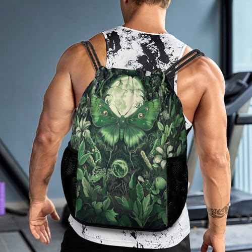Magical Moth Drawstring Backpack Gym Bag With Shoe Compartment String Bag Sport Beach Swimming Sackpack For Women Men - color: Magical Moth