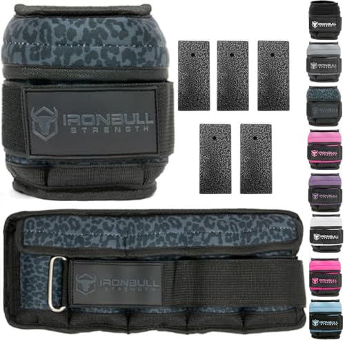 Adjustable Ankle Weights (10lbs/Pair) - Weighted Ankle Weight for Walking, Gym and Exercise - 2, 4, 6, 8, 10 LB Leg Weight Set with Straps for Women and Men - 1-5 lbs Each Ankle Adjustable for Weight Lifting - color: Leopard