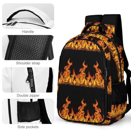 Water Resistant Travel Daypack Fire, Lightweight Laptop Backpack with Water Bottle Pockets for Men Women College Work - color: Pattern (349)