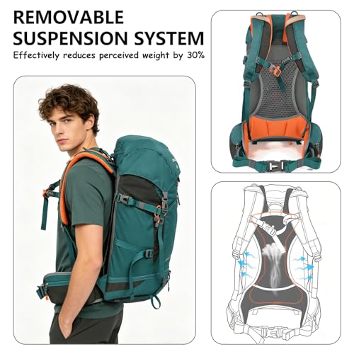 35L Hiking Backpack for Women men,Waterproof Camping Outdoor Backpacking Backpack for Travel lightweight Hiking Trekking Daypack - color: Green
