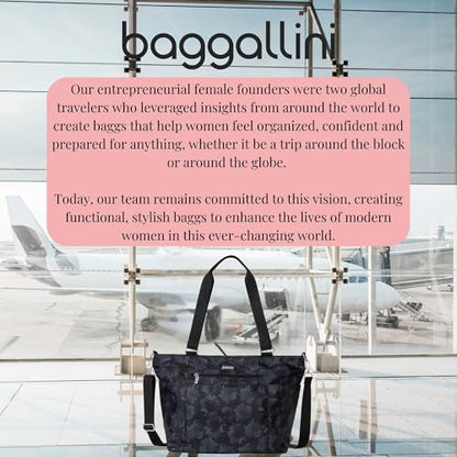 Baggallini Essential Laptop Tote - Work Tote Bag with Laptop Sleeve - Lightweight Travel Crossbody Shoulder Bag for Women - color: Midnight Garden