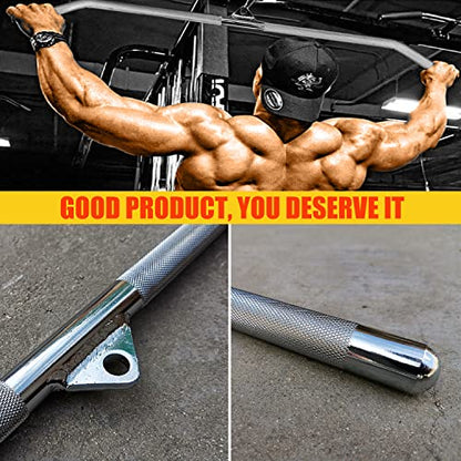 Lat Pulldown Attachments for Cable Machine, 29/39/ 48 Inch Wide Grip Lat Pull down Bar with Non-slip Handle, Lat Bar for Home Gym Tricep Bar Training - color: Solid Bar 45 Inch
