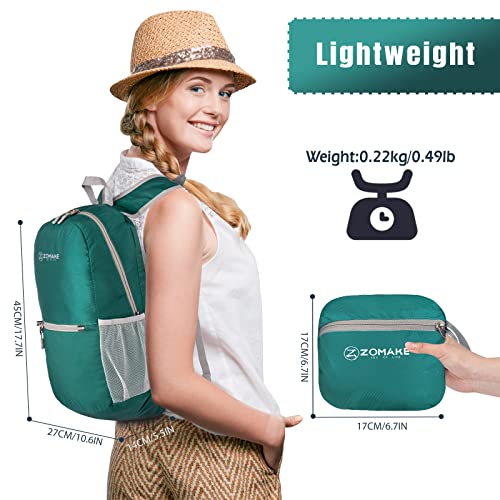 ZOMAKE Ultra Lightweight Hiking Backpack 20L, Packable Small Backpacks Water Resistant Daypack for Women Men(Dark Green) - color: Army Green
