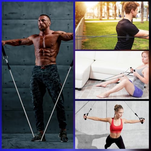 VEICK Resistance Bands, One Single Exercise Bands, Workout Bands Resistance Training for Home Workouts Fitness Pilates - color: Black(40LBS) + Handles