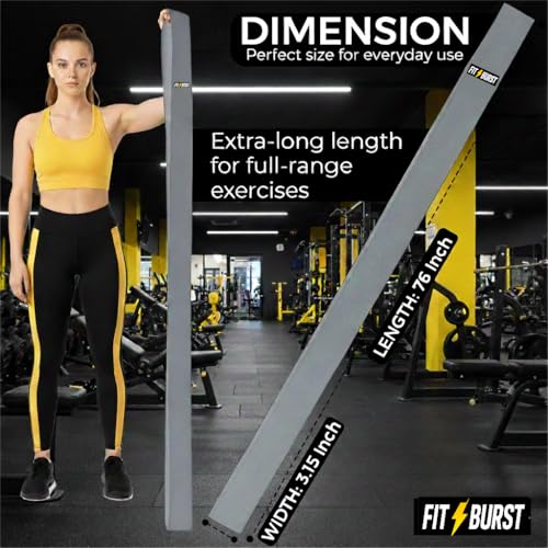 Premium 76 Inch Extended Length Resistance Band - 120 lbs Heavy Duty Fabric Exercise Band for Vertical Jump Training, Basketball & Full Body Workout - Non-Slip Long Stretch Band for Tall Athletes - color: Gray