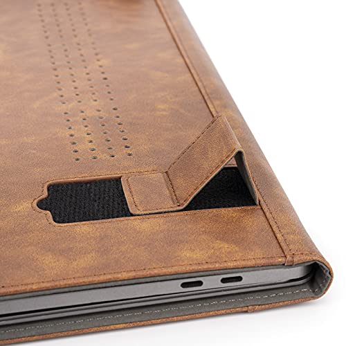 TYTX Compatible with MacBook Pro Leather Case 15 Inch 2016-2019 Release (A1990 A1707) Laptop Sleeve Protective Folio Book Cover with Vents, Brown - color: Brown