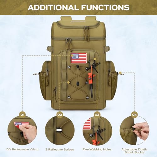 Maelstrom 35/50 Can Insulated Backpack Cooler, Leakproof Soft Lunch Ice Bag - color: Khaki, size: 50 Can
