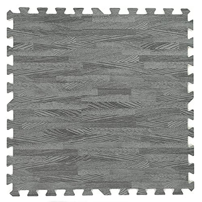 100 Sq. Ft 3/8 Inch Thick Printed Foam Tiles Interlocking Foam Mat, Sea Haze Grey Wood Grain Style Print, (24"x24", 25 pcs), Protective Flooring for Home, Exercise or Trade Show - color: Sea Haze Grey