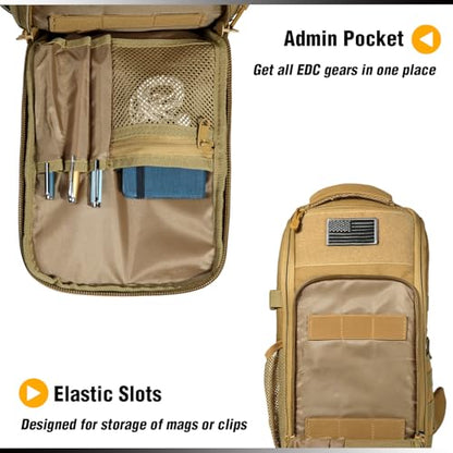 DBTAC Tactical Personal Defense EDC Bags & Packs | 10L Military Shoulder Backpack with Sling for Concealed Carry, Range, Travel, Hiking, Outdoor Sports (Brown Apatite) - color: Brown Apatite