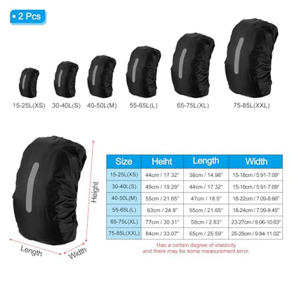 PATIKIL Waterproof Backpack Rain Cover, Non-Slip Backpack Cover with Vertical Reflective Strap Stay Dry - color: Black/Black, size: S(30-40L)