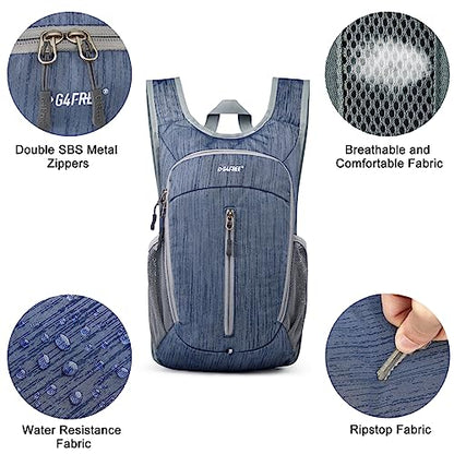 G4Free 10L Hiking Backpack Small Travel Hiking Daypack Lightweight Packable Backpack Casual Foldable Shoulder Bag | Lightweight Packable Daypack, Casual Foldable Shoulder Bag - color: Dark Blue