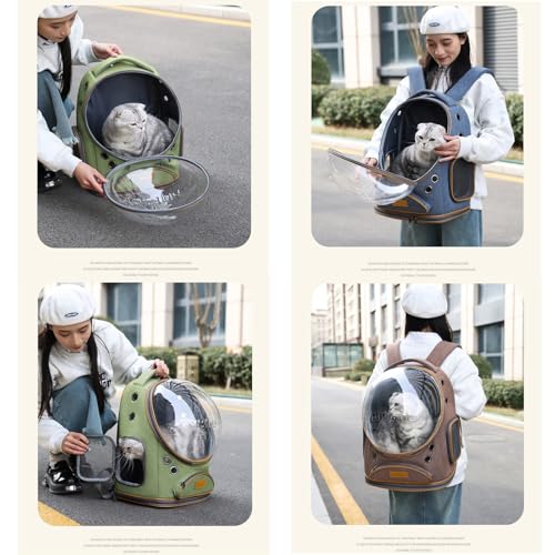 Cat Backpack Carrier, Breathable Cat Carrier Large Space Bubble Pet Backpack for Small Dog and Large cat up to 18lbs, Transparent & Foldable Pet Carrier for Travel Hiking (Green) - color: Green