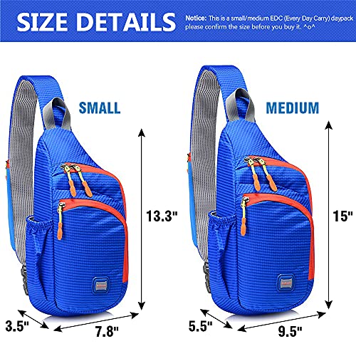 Peicees Small Sling Backpack Waterproof Unisex Shoulder Bag Chest Crossbody Daypack - color: Blue, size: Small