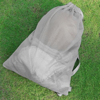 NATURAL STYLE Large Mesh Drawstring Backpack Bag, Gym Sports String Bag, Outdoor Workout Beach Swim Bag (Grey) - color: Grey
