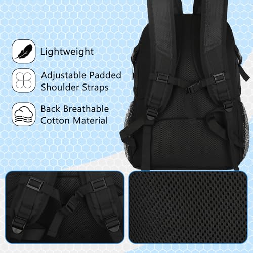 Goloni 30L Sports Backpack with Ball Compartment & Ventilated Shoe Pocket,Basketball Soccer Bag for Youth Boys Girls - color: Black
