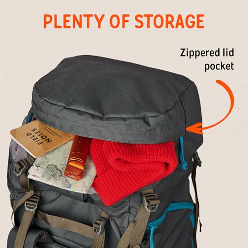 Kelty Asher Backpack, Daypack to Multi-Day Backpacking Capacity, Hiking, Lightweight Travel Pack, Internal Frame (85L Beluga) - color: Beluga/Stormy Blue, size: 85L