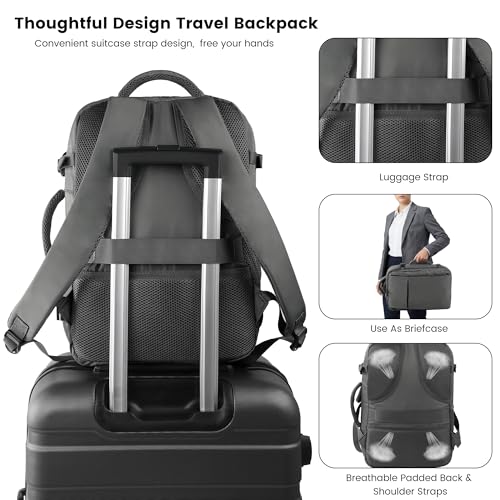 TANTOMI Travel Backpack for Women, Carry On Backpack with Wet-Dry Separation Compartment, TSA-Compliant Laptop Backpack, Personal Item Travel Bag with Anti-Theft Lock for Weekender (Dark Grey) - color: 1-dark Grey