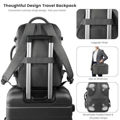 TANTOMI Travel Backpack for Women, Carry On Backpack with Wet-Dry Separation Compartment, TSA-Compliant Laptop Backpack, Personal Item Travel Bag with Anti-Theft Lock for Weekender (Dark Grey) - color: 1-dark Grey
