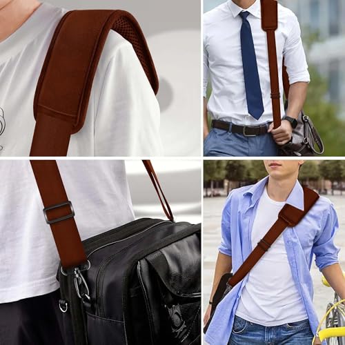 60" Shoulder Strap with Adjustable Thick Removable Pad and Metal Swivel Hooks Fit Laptop Crossbody Bag,Briefcase Duffel Bags - color: Brown