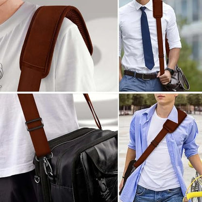 60" Shoulder Strap with Adjustable Thick Removable Pad and Metal Swivel Hooks Fit Laptop Crossbody Bag,Briefcase Duffel Bags - color: Brown