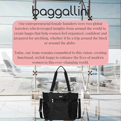 Baggallini Essential Laptop Tote - Work Tote Bag with Laptop Sleeve - Lightweight Travel Crossbody Shoulder Bag for Women - color: Black