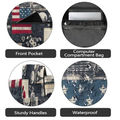Flag Kids Backpack for Girl Boy Waterproof Kids Back Pack | Retro Art School Bookbag fit Women Men Lightweight Rucksack Casual Daypack Carry On Bag for Work Hiking Camping Gym Travel - color: American Flag Retro Art