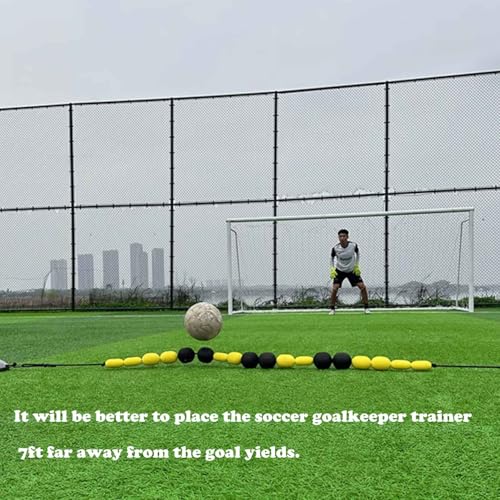 Jecarden Pro GK Single Line Deflector Soccer Goalkeeper Trainer 9ft Goalkeeper Deflection Equipment Soccer Training Equipment for Reflex & Agility Training with 25 pcs Soccer Cones, 2 pcs Water Bags