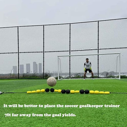 Jecarden Pro GK Single Line Deflector Soccer Goalkeeper Trainer 9ft Goalkeeper Deflection Equipment Soccer Training Equipment for Reflex & Agility Training with 25 pcs Soccer Cones, 2 pcs Water Bags