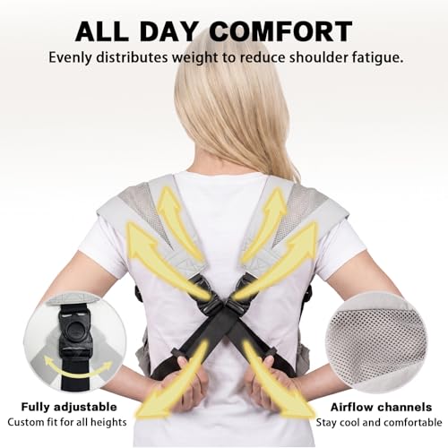 Dog Sling Carriers for Small Dogs, Hands Free Front Pet Carrier with Bottom Support, Adjustable Shoulder Straps, Breathable Dog Backpack Carrier for Travel Hiking Walking Anti Anxiety, Grey