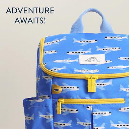 Itzy Ritzy Toddler & Kids Backpack - Lightweight Preschool & Elementary School Bag with Padded Straps, Trolley Sleeve, 2 Side Pockets, Tablet Sleeve & Name Label (Airplanes) - color: Airplanes