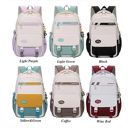 VIDOSCLA 3Pcs Teen Girls' Backpack Set Middle School Students Bookbag Outdoor Teen Boys Bookbag - color: A4 #Light Green-tuition Kit Set
