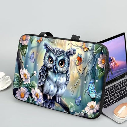 14 15 15.4 15.6 inch Laptop Handle Bag Computer Bag, Pouch Holder Notebook Sleeve Cover Soft Case Compatible for Dell,Lenovo,Toshiba HP, Asus Notebook-Cute owl - color: Cute owl