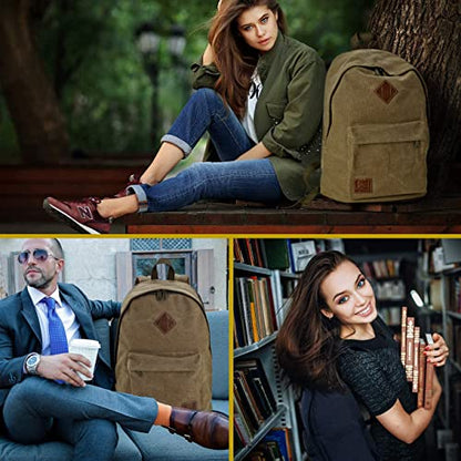 Canvas Laptop Backpack, Durable Rucksack, Travel Bag Fits 15.6 Inch Notebook for Men Women Factory Directly(Coffee) - color: Coffee