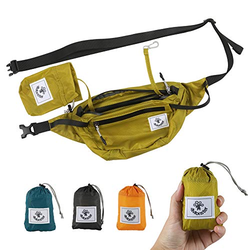 4Monster Hiking Waist Packs Portable,Water Resistant Fanny Bag with Adjustable Strap,Lightweight Crossbody Chest Bag Slim Bag - color: Yellow Green
