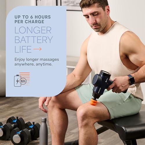 Lifepro Massage Gun - Percussion Muscle Massager for Athletes with 8 Massage Heads and 5 Speed Settings - Deep Tissue Back and Muscle Massage Gun for Recovery - color: Blue